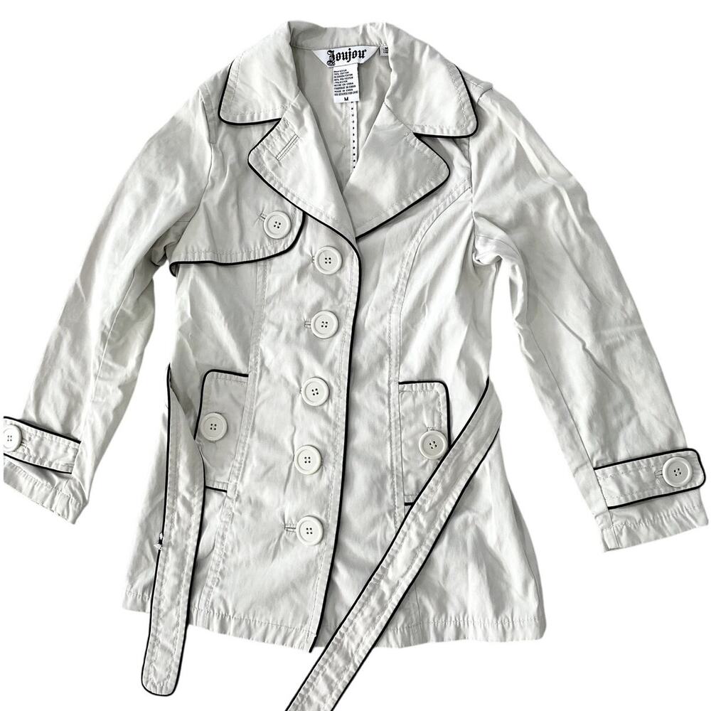Light Gray Belted Rain Coat Jacket (Cotton Blend) by Joujou